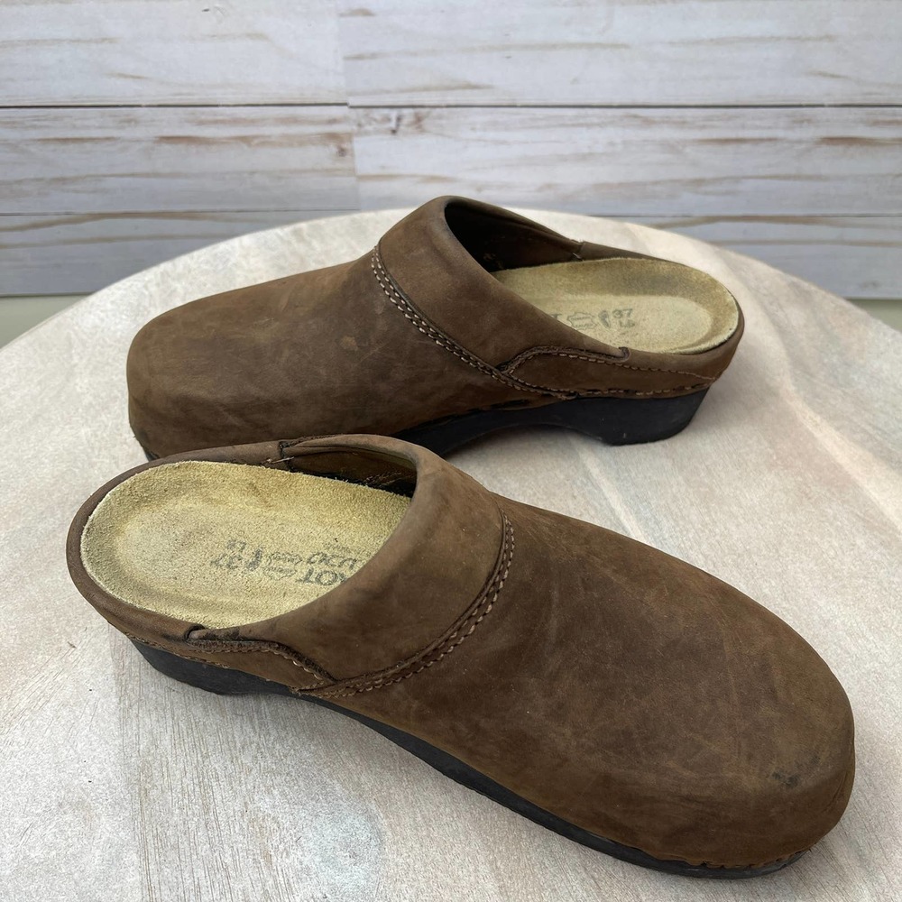 Naot Women's Size 37 EU 6.5 US Dark Brown Black Wedge Slip On Clog Casual Shoe - Picture 4 of 15